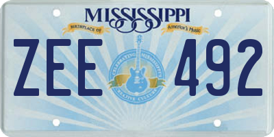 MS license plate ZEE492