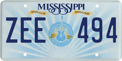 MS license plate ZEE494