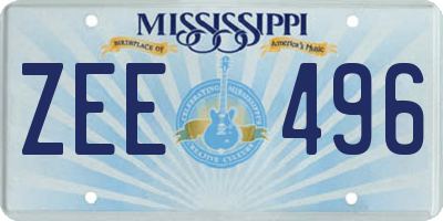 MS license plate ZEE496