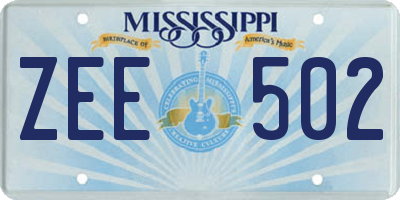 MS license plate ZEE502