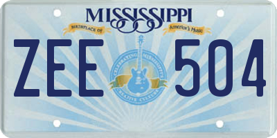 MS license plate ZEE504