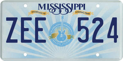 MS license plate ZEE524