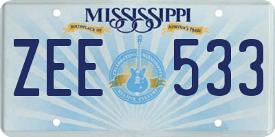 MS license plate ZEE533