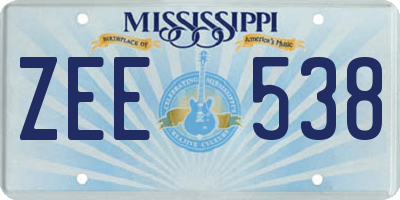 MS license plate ZEE538