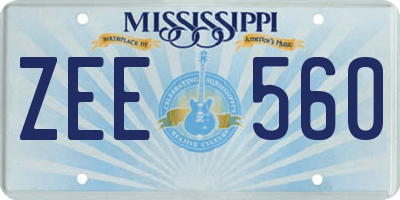 MS license plate ZEE560