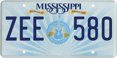 MS license plate ZEE580