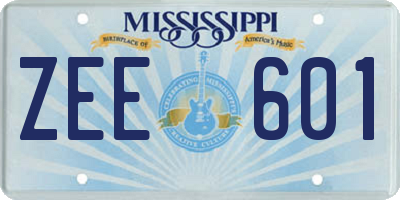 MS license plate ZEE601