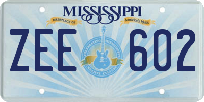 MS license plate ZEE602