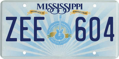 MS license plate ZEE604