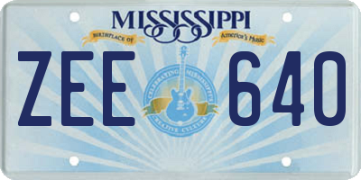 MS license plate ZEE640