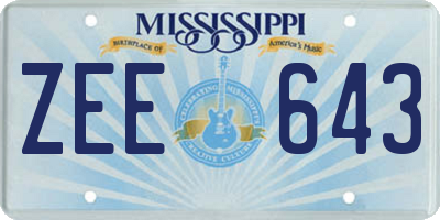 MS license plate ZEE643
