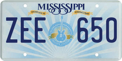 MS license plate ZEE650