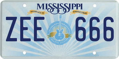 MS license plate ZEE666