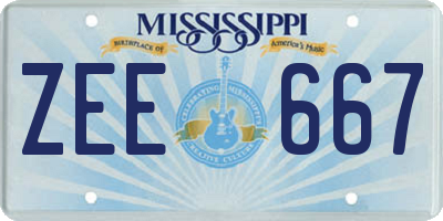 MS license plate ZEE667