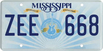 MS license plate ZEE668