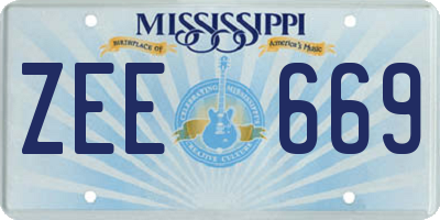 MS license plate ZEE669