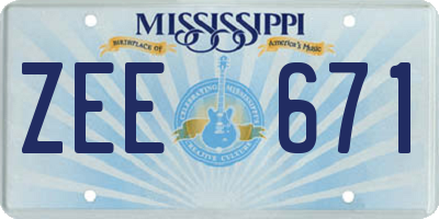 MS license plate ZEE671