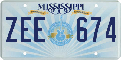 MS license plate ZEE674