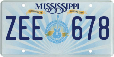 MS license plate ZEE678