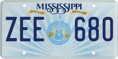 MS license plate ZEE680