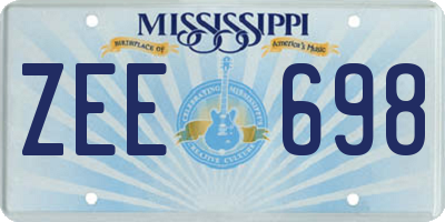 MS license plate ZEE698