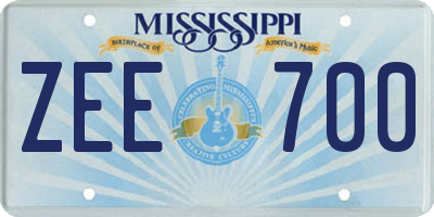 MS license plate ZEE700