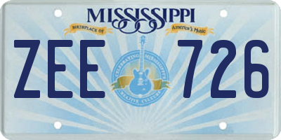 MS license plate ZEE726