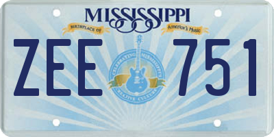 MS license plate ZEE751