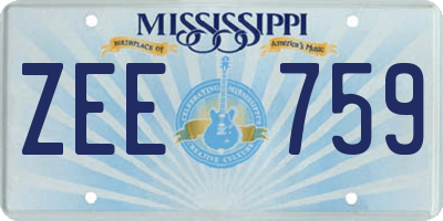 MS license plate ZEE759