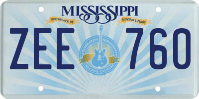MS license plate ZEE760