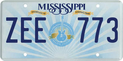 MS license plate ZEE773