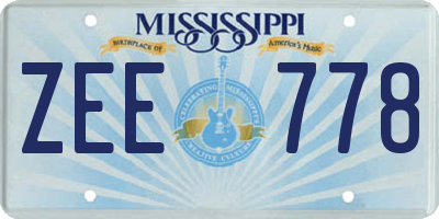 MS license plate ZEE778