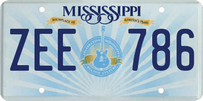MS license plate ZEE786