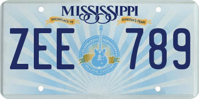 MS license plate ZEE789