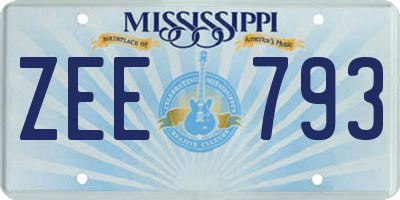 MS license plate ZEE793