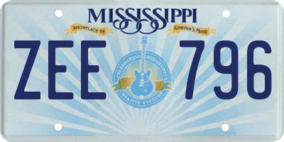 MS license plate ZEE796