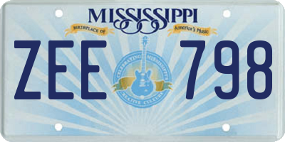 MS license plate ZEE798