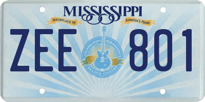 MS license plate ZEE801
