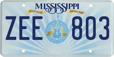 MS license plate ZEE803