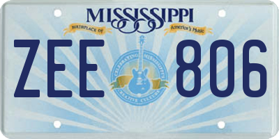 MS license plate ZEE806
