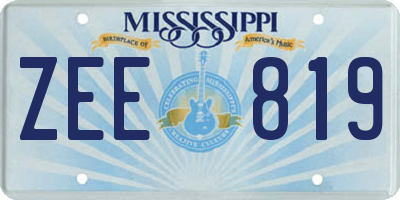 MS license plate ZEE819