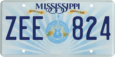 MS license plate ZEE824