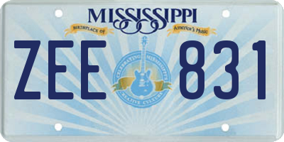 MS license plate ZEE831