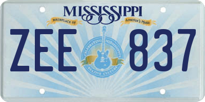 MS license plate ZEE837