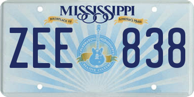 MS license plate ZEE838
