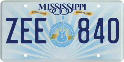 MS license plate ZEE840