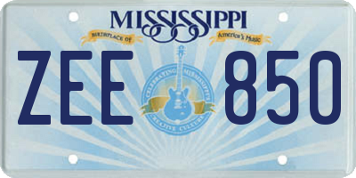 MS license plate ZEE850