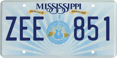 MS license plate ZEE851