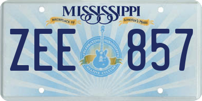 MS license plate ZEE857