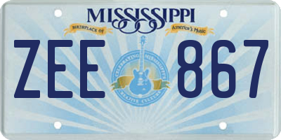 MS license plate ZEE867